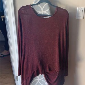 Free People Burgundy Twist Back Sweater